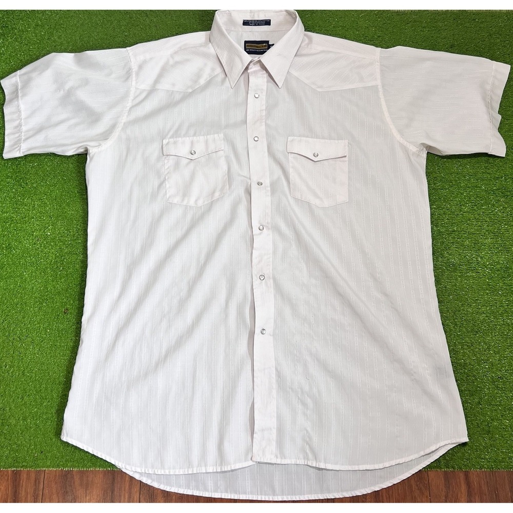 Vintage Sheer Pearl Snap Shirt 2XL Panhandle Slim Light Weight White Stripe